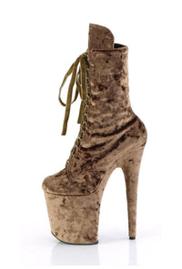 Pleaser FLAMINGO-1045VEL Green Velvet Ankle Boot in Green Velvet