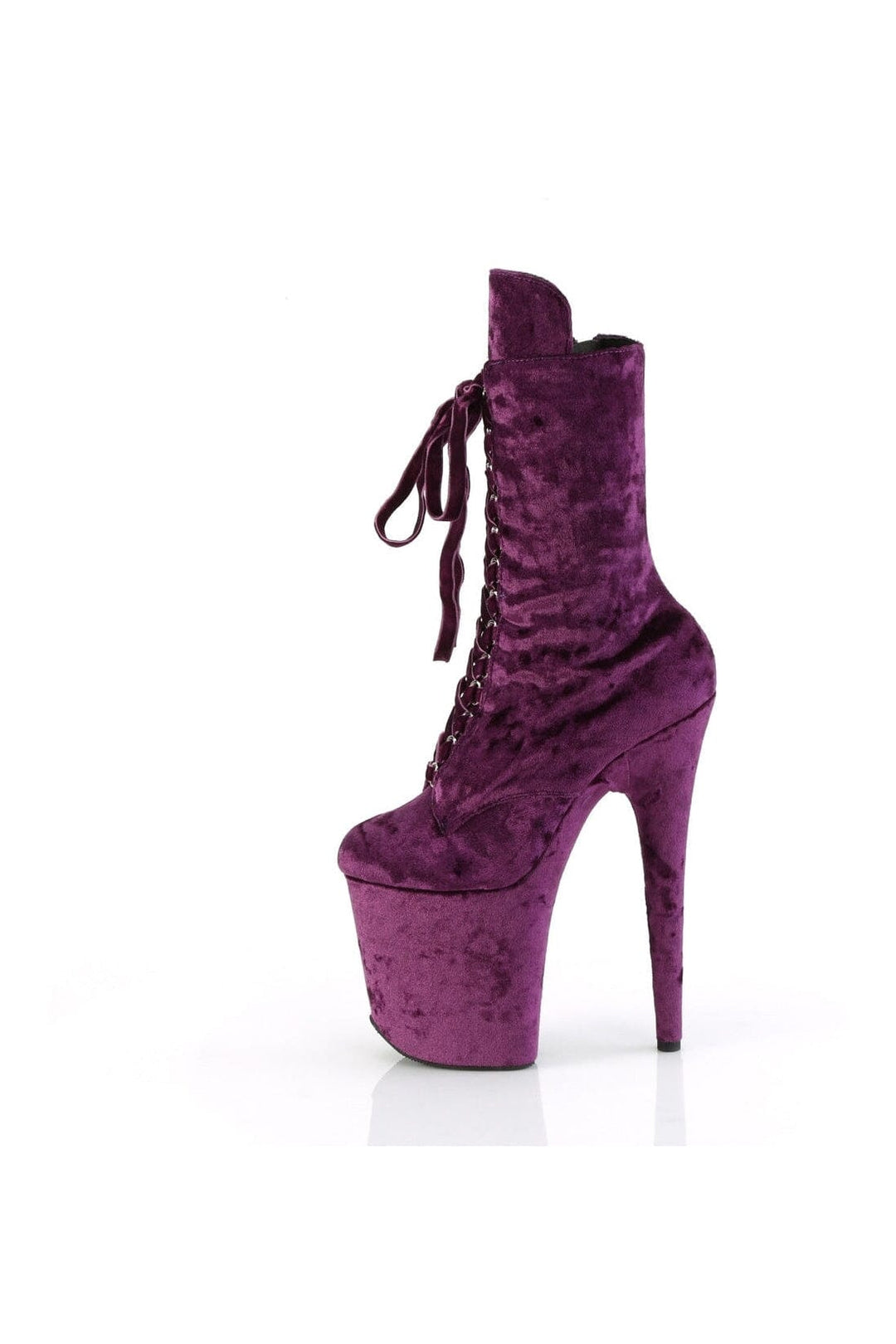 Pleaser FLAMINGO-1045VEL Purple Velvet Ankle Boot in Purple Velvet