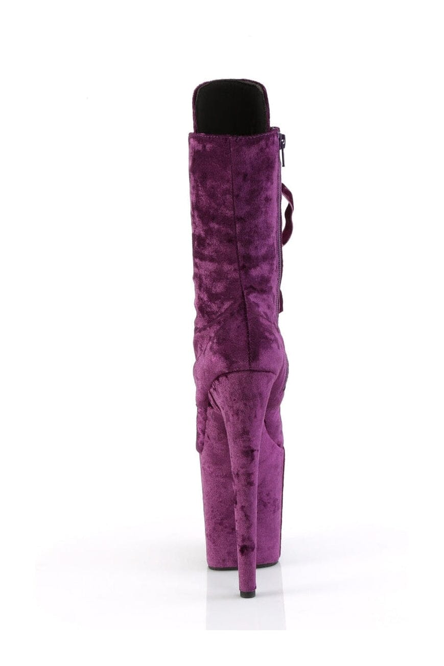 Pleaser FLAMINGO-1045VEL Purple Velvet Ankle Boot in Purple Velvet