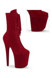Pleaser FLAMINGO-1045VEL Red Velvet Ankle Boot in Red Velvet from SexyShoes.com