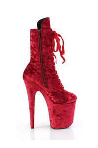 Pleaser FLAMINGO-1045VEL Red Velvet Ankle Boot in Red Velvet