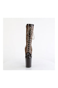 Pleaser FLAMINGO-1054DC Brown Patent Knee Boot in Brown Patent