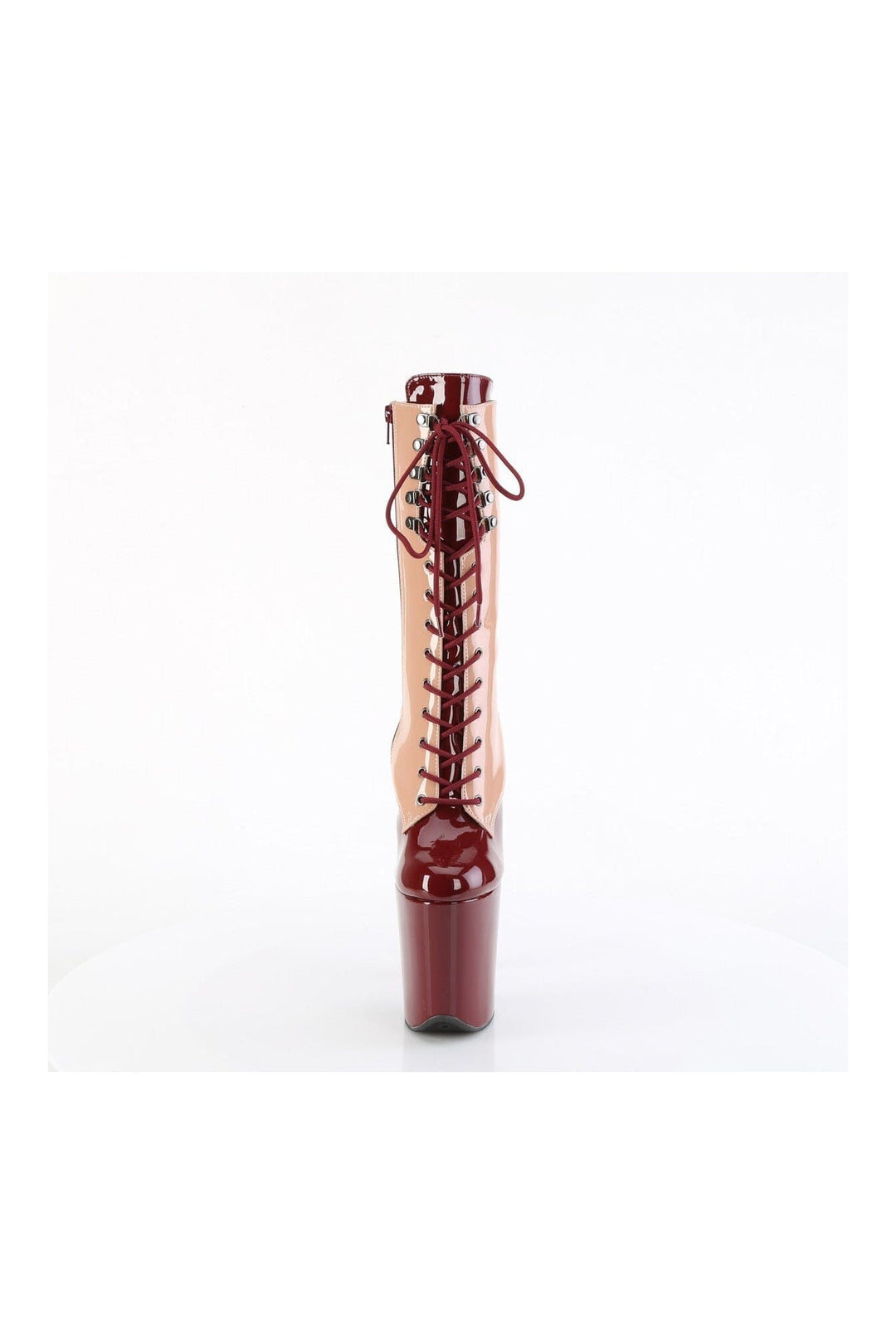Pleaser FLAMINGO-1054DC Burgundy Patent Knee Boot in Burgundy Patent