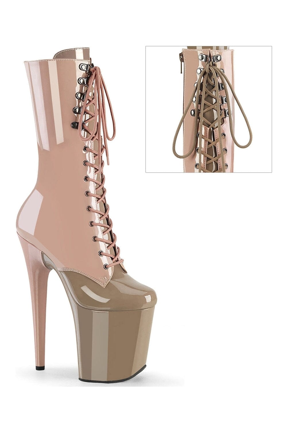 Pleaser FLAMINGO-1054DC Pink Patent Knee Boot in Pink Patent from SexyShoes.com