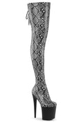 FLAMINGO-3008SP-BT Animal Faux Leather Thigh Boot
