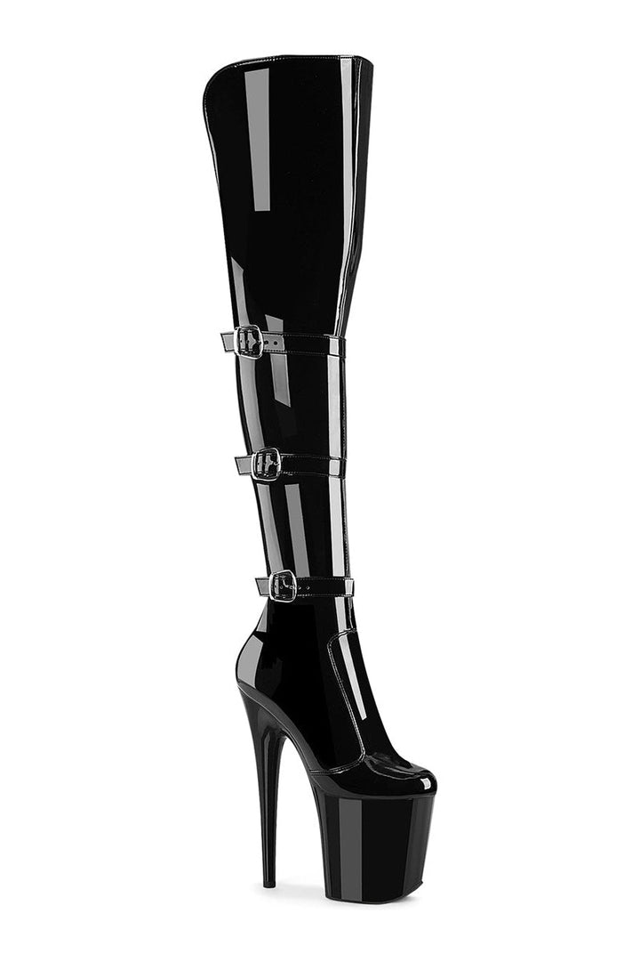 FLAMINGO-3018 Black Patent Thigh Boot