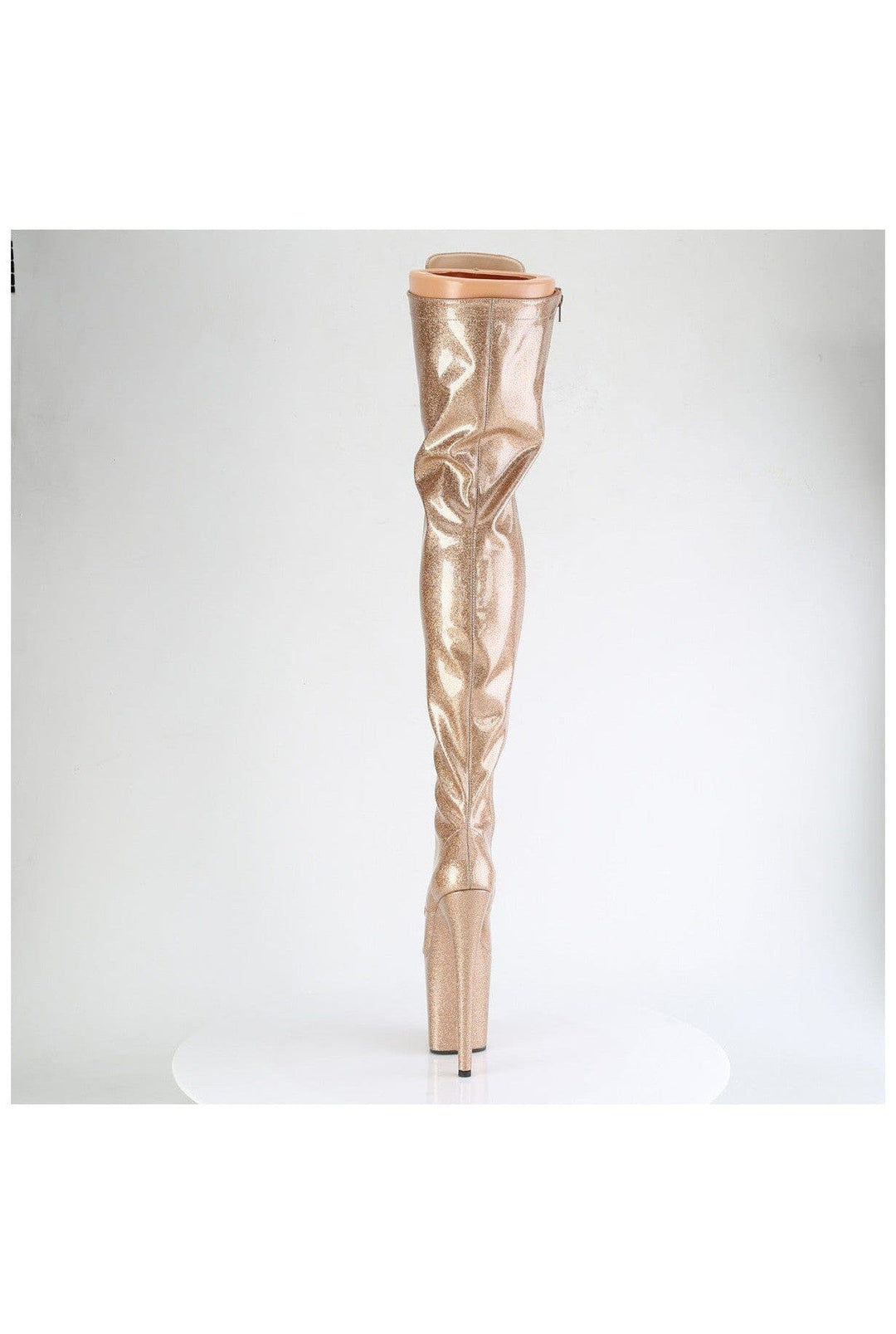 Pleaser FLAMINGO-3020GP Gold Patent Thigh Boot in Gold Patent