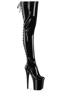 Pleaser FLAMINGO-3850 Black Patent Thigh Boot in Black Patent from SexyShoes.com