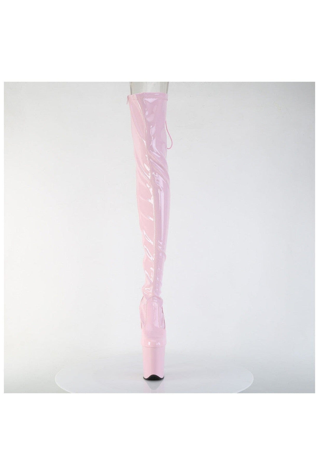 Pleaser FLAMINGO-3850 Pink Patent Thigh Boot in Pink Patent