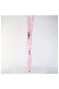 Pleaser FLAMINGO-3850 Pink Patent Thigh Boot in Pink Patent