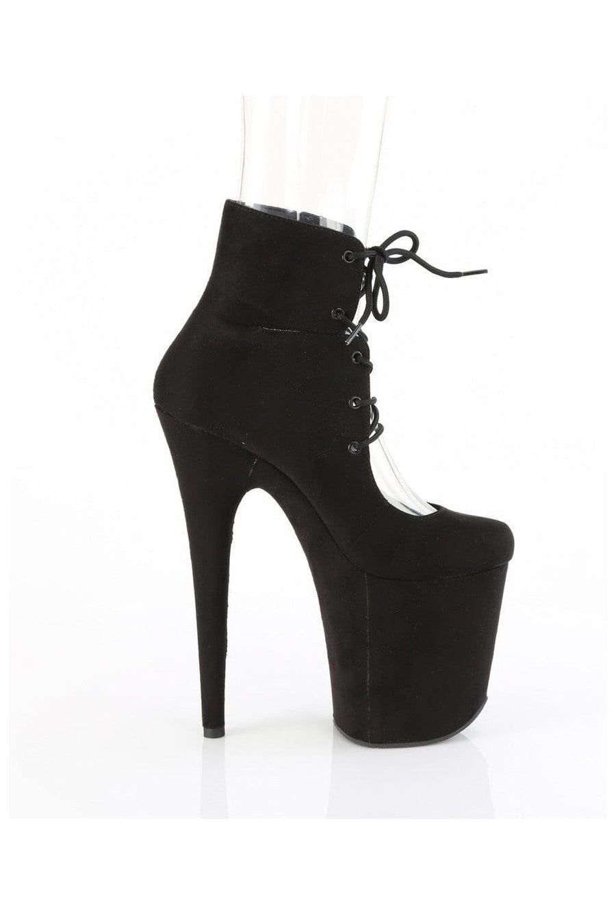 Pleaser FLAMINGO-800-22 Black Fabric Ankle Boot in Black Fabric
