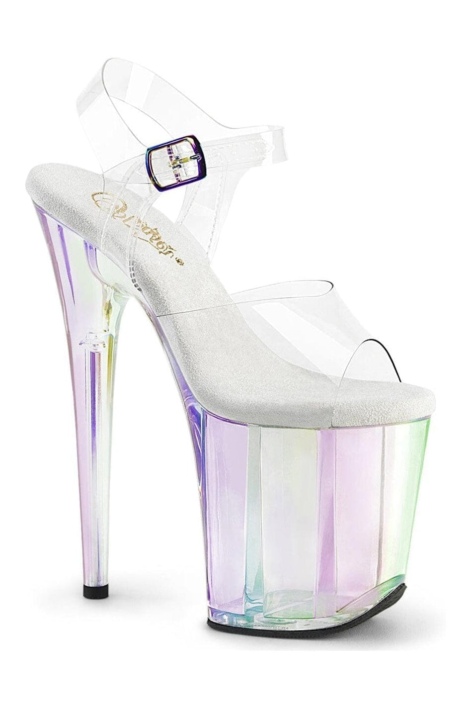 Pleaser FLAMINGO-808HT Clear Vinyl Sandal in Clear Vinyl from SexyShoes.com