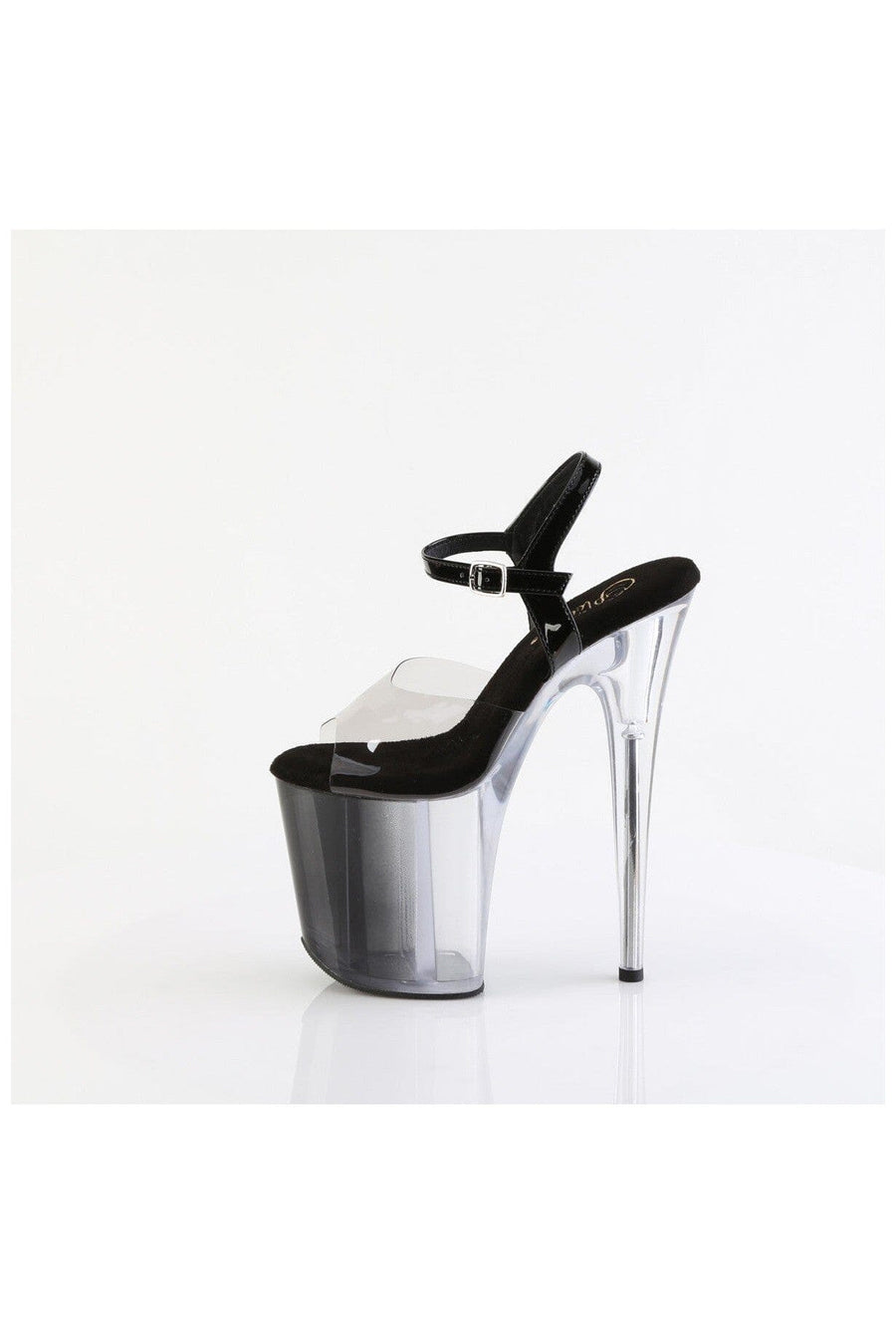 Pleaser FLAMINGO-808T-1 Black Vinyl Sandal in Black Vinyl