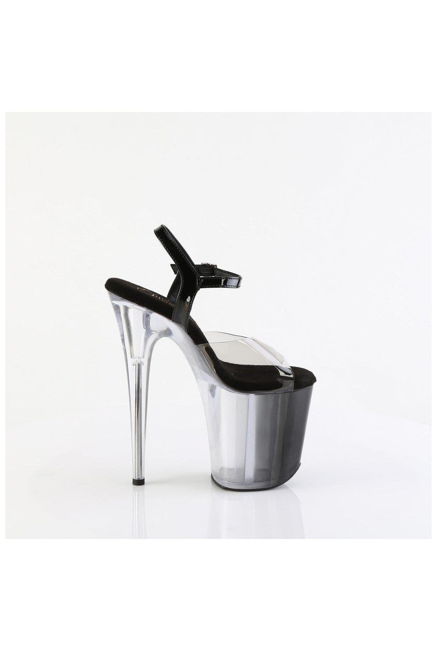 Pleaser FLAMINGO-808T-1 Black Vinyl Sandal in Black Vinyl