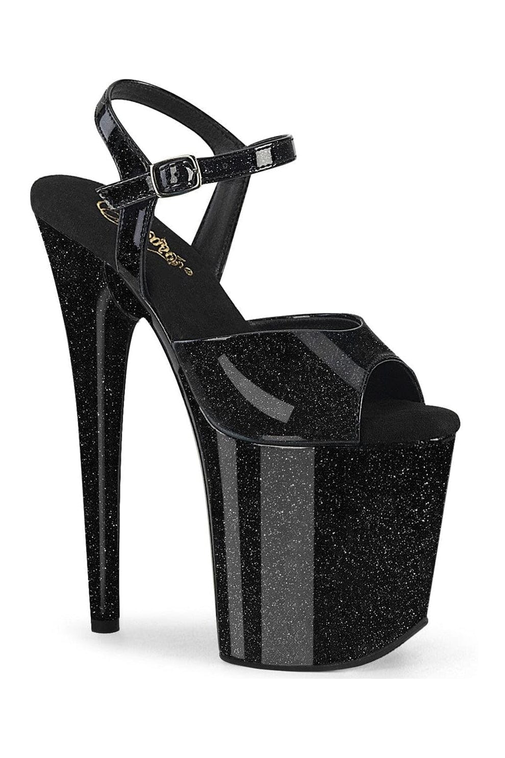 FLAMINGO-809GP Black Glitter Patent Sandal