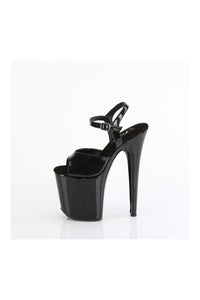Pleaser FLAMINGO-809GP Black Glitter Patent Sandal in Black Glitter Patent