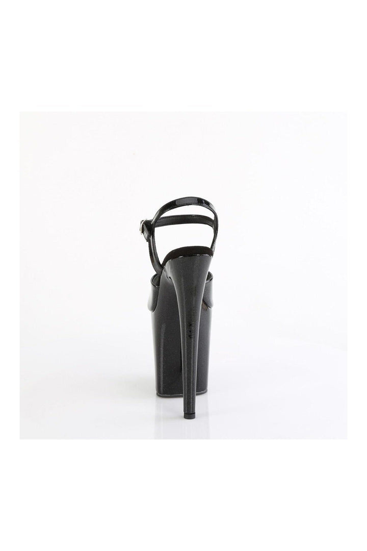 FLAMINGO-809GP Black Glitter Patent Sandal