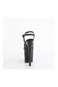 Pleaser FLAMINGO-809GP Black Glitter Patent Sandal in Black Glitter Patent