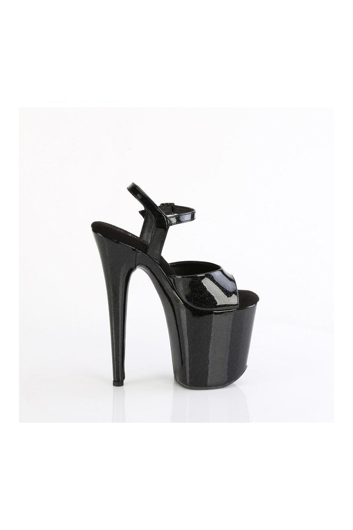 FLAMINGO-809GP Black Glitter Patent Sandal