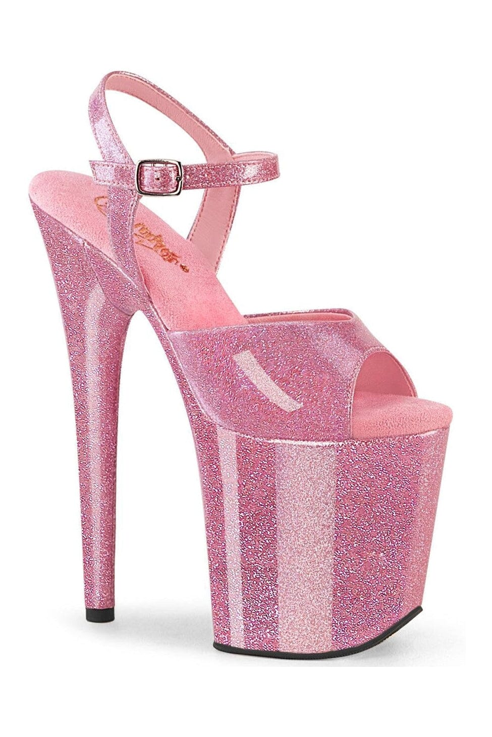 Pleaser FLAMINGO-809GP Pink Glitter Patent Sandal in Pink Glitter Patent from SexyShoes.com