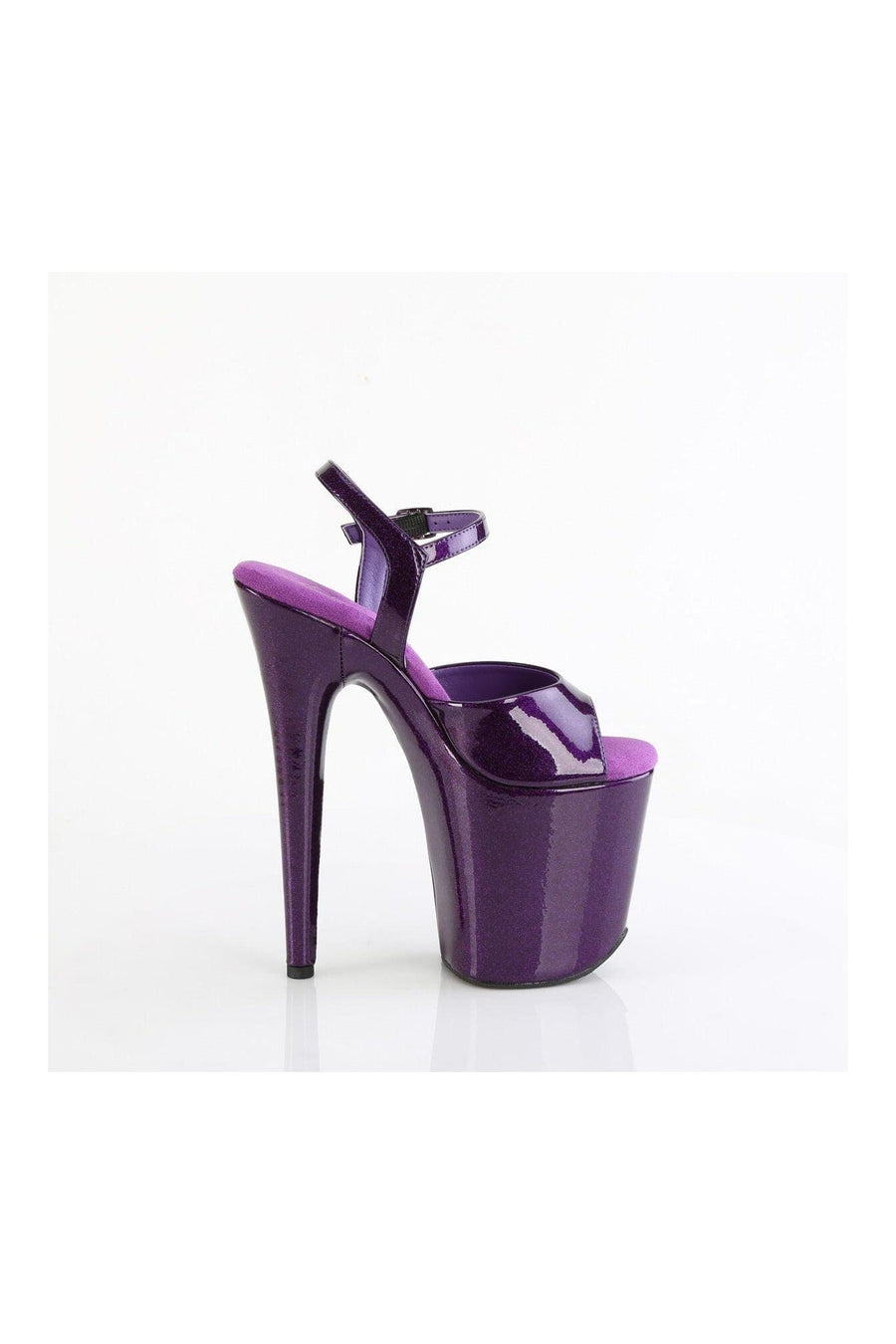 Pleaser FLAMINGO-809GP Purple Glitter Patent Sandal in Purple Glitter Patent