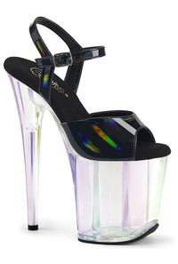 Pleaser FLAMINGO-809HT Black Patent Sandal in Black Patent from SexyShoes.com