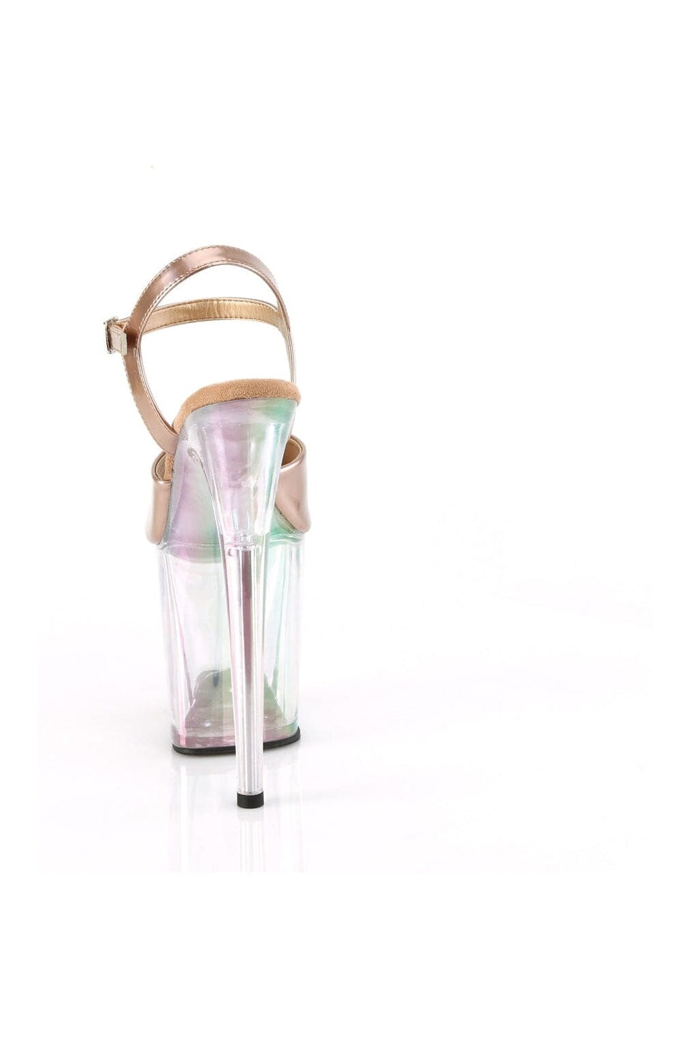 Pleaser FLAMINGO-809HT Rose Gold Patent Sandal in Rose Gold Patent