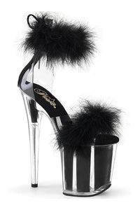 Pleaser FLAMINGO-824F Clear Marabou Sandal in Clear Marabou from SexyShoes.com
