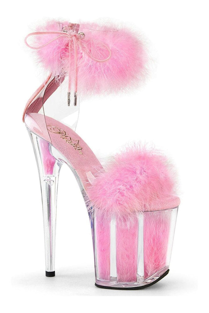 FLAMINGO-824F Clear Marabou Sandal