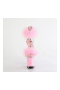Pleaser FLAMINGO-824F Clear Marabou Sandal in Clear Marabou