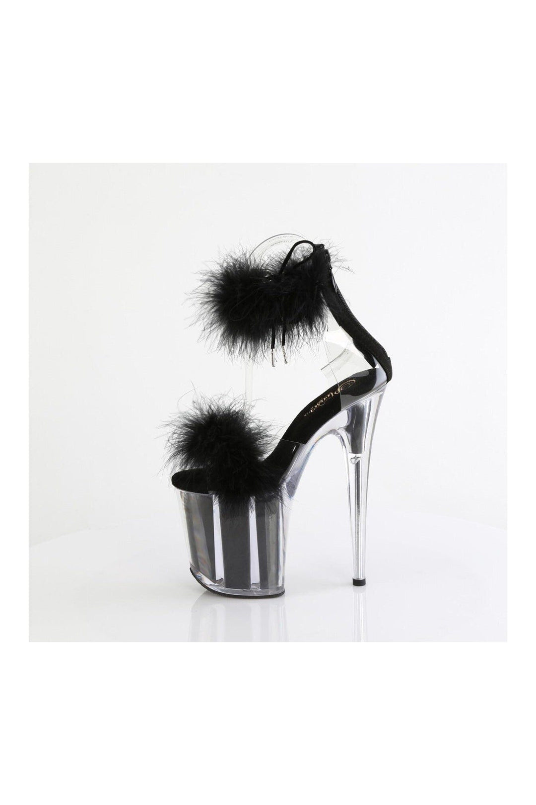 Pleaser FLAMINGO-824F Clear Marabou Sandal in Clear Marabou