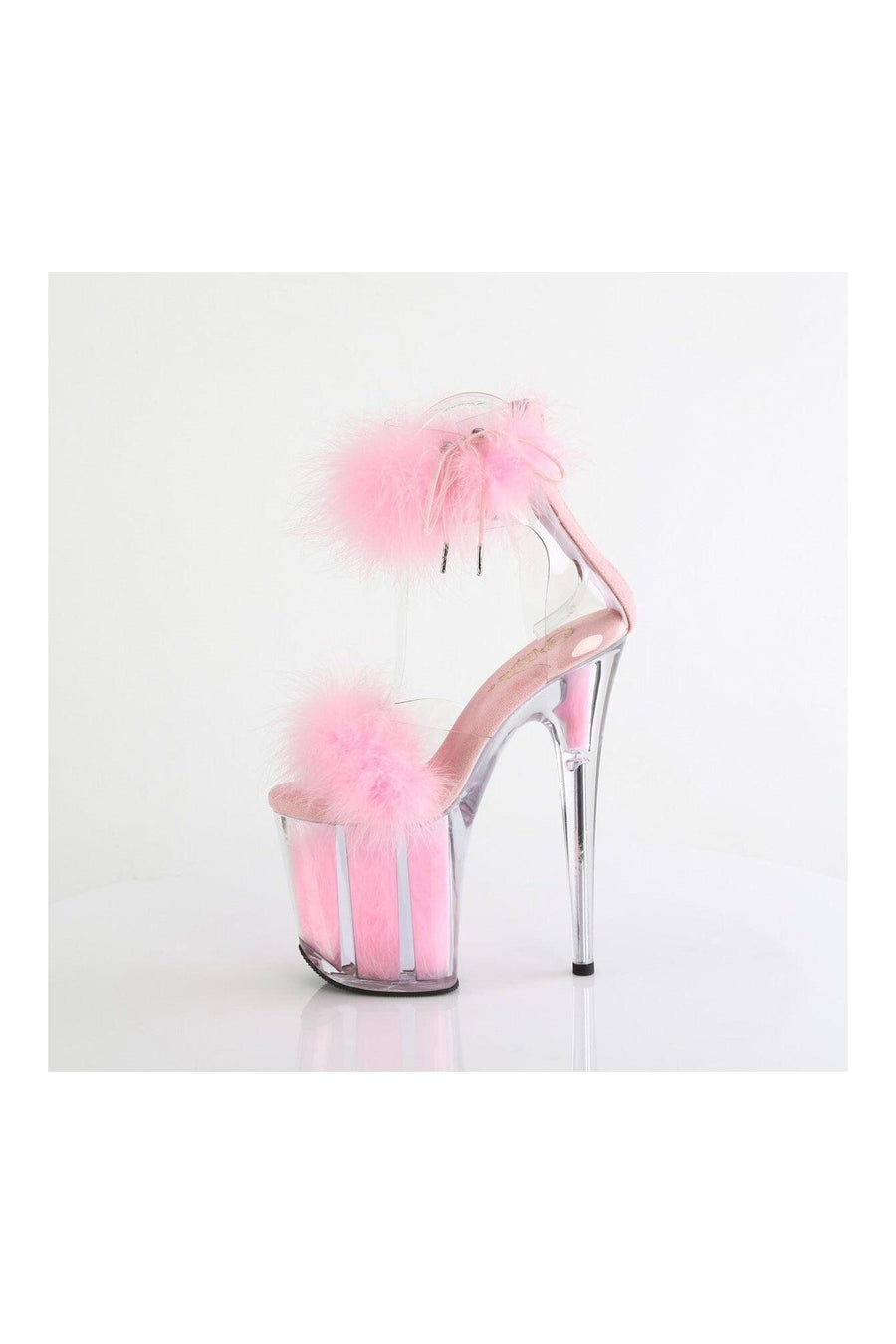 Pleaser FLAMINGO-824F Clear Marabou Sandal in Clear Marabou