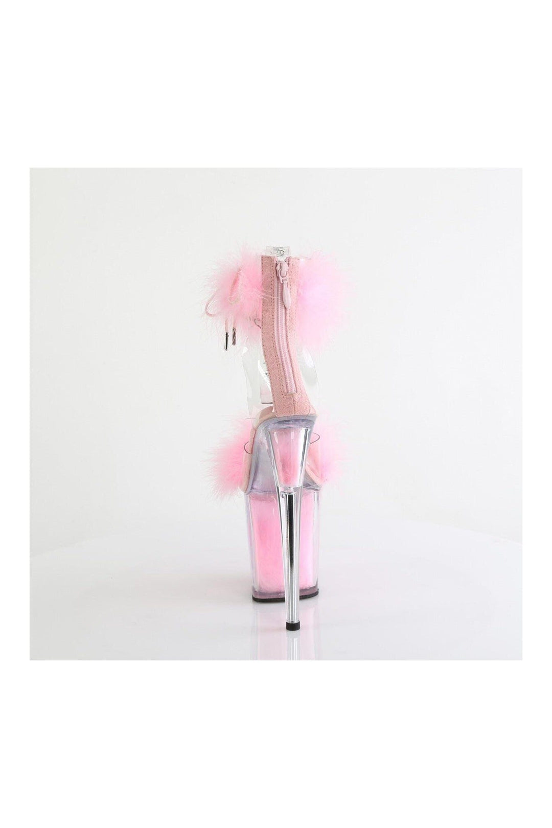 Pleaser FLAMINGO-824F Clear Marabou Sandal in Clear Marabou