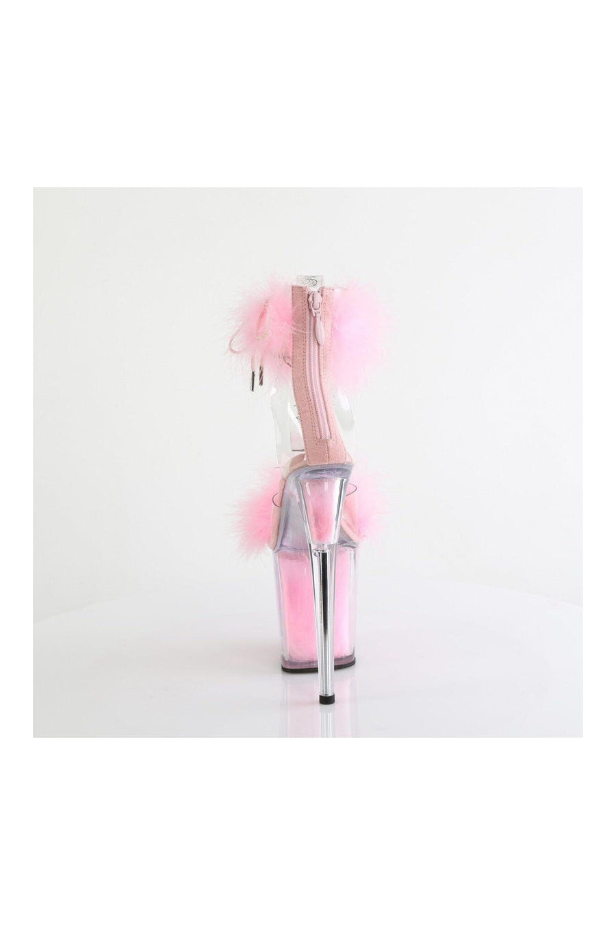 Pleaser FLAMINGO-824F Clear Marabou Sandal in Clear Marabou
