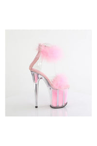 Pleaser FLAMINGO-824F Clear Marabou Sandal in Clear Marabou