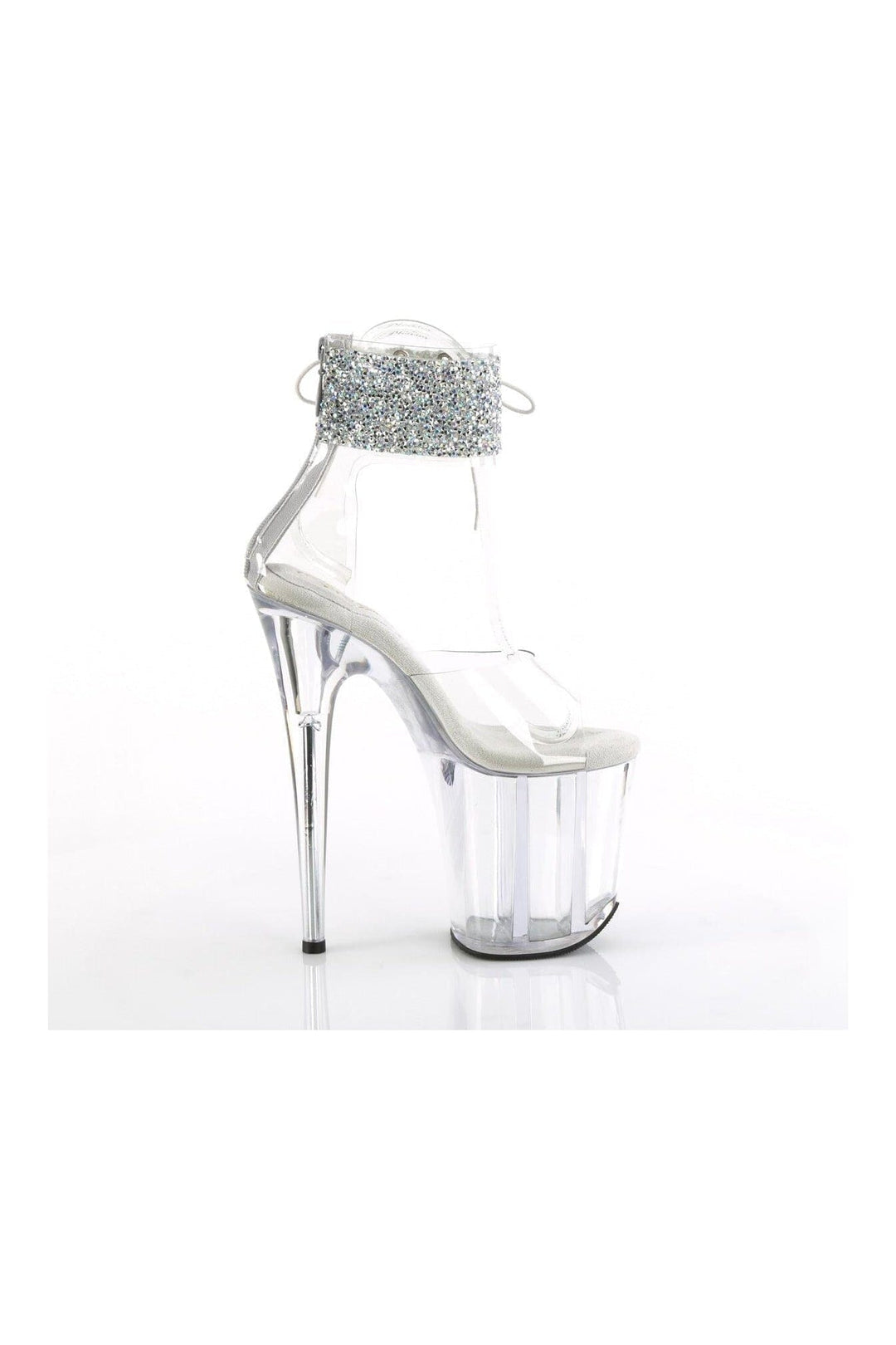 Pleaser FLAMINGO-824RS-02 Clear Vinyl Sandal in Clear Vinyl