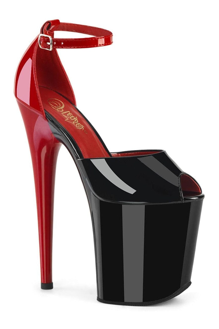 Pleaser FLAMINGO-868 Black Patent Sandal in Black Patent from SexyShoes.com