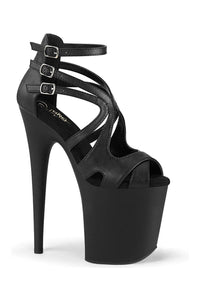 Pleaser FLAMINGO-877 Black Faux Leather Sandal in Black Faux Leather from SexyShoes.com