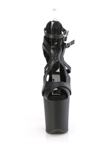 Pleaser FLAMINGO-877 Black Faux Leather Sandal in Black Faux Leather