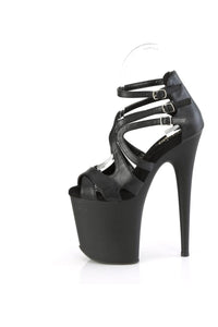 Pleaser FLAMINGO-877 Black Faux Leather Sandal in Black Faux Leather