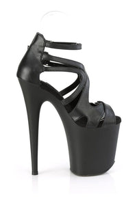 Pleaser FLAMINGO-877 Black Faux Leather Sandal in Black Faux Leather