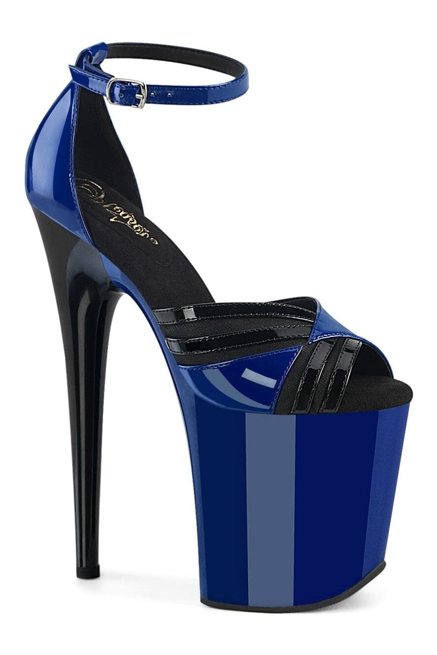 Pleaser FLAMINGO-884 Blue Patent Sandal in Blue Patent from SexyShoes.com