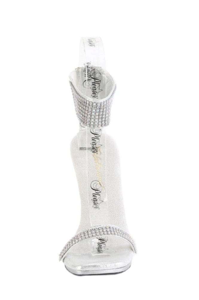 Fabulicious  CHIC-40 Sandal in Silver Faux Leather