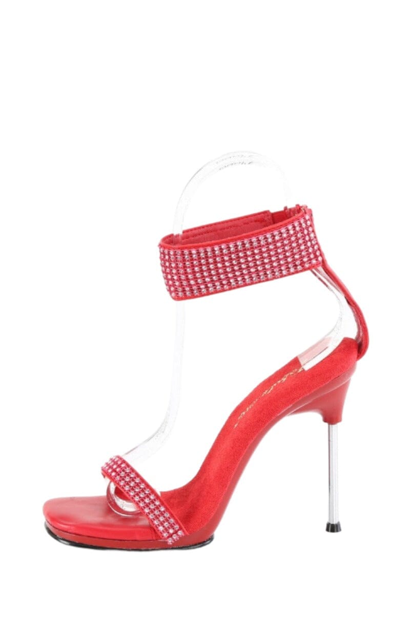 Fabulicious  CHIC-40 Sandal in Red Faux Leather