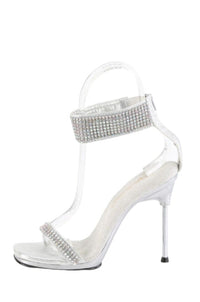 Fabulicious  CHIC-40 Sandal in Silver Faux Leather