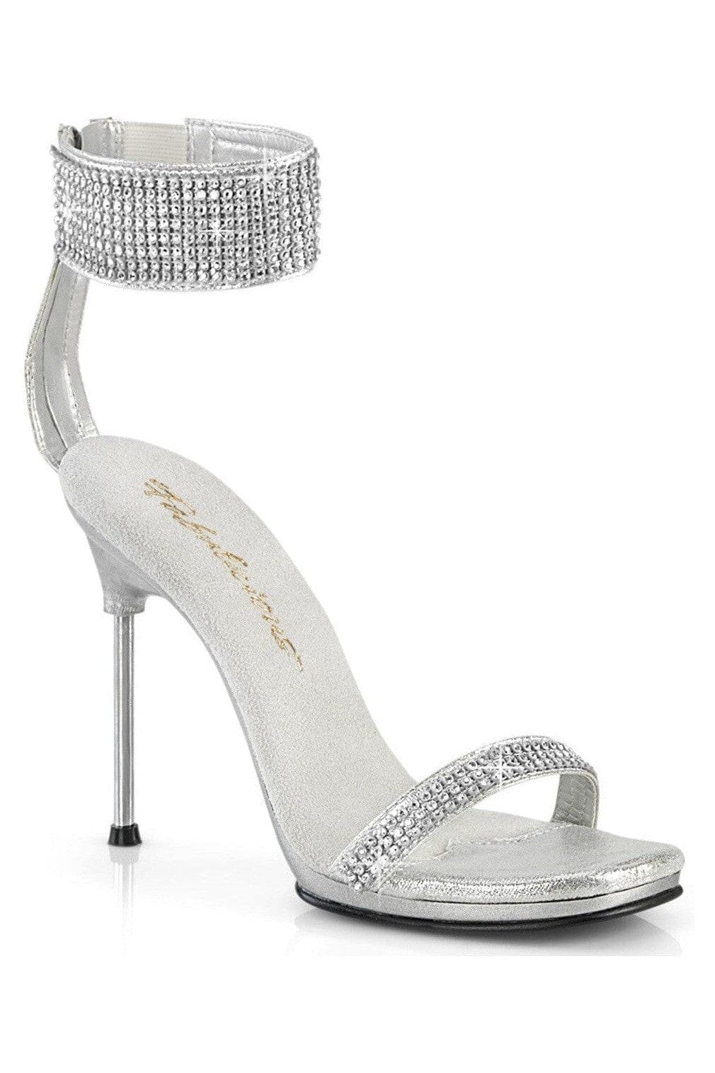 Fabulicious  CHIC-40 Sandal in Silver Faux Leather from SexyShoes.com