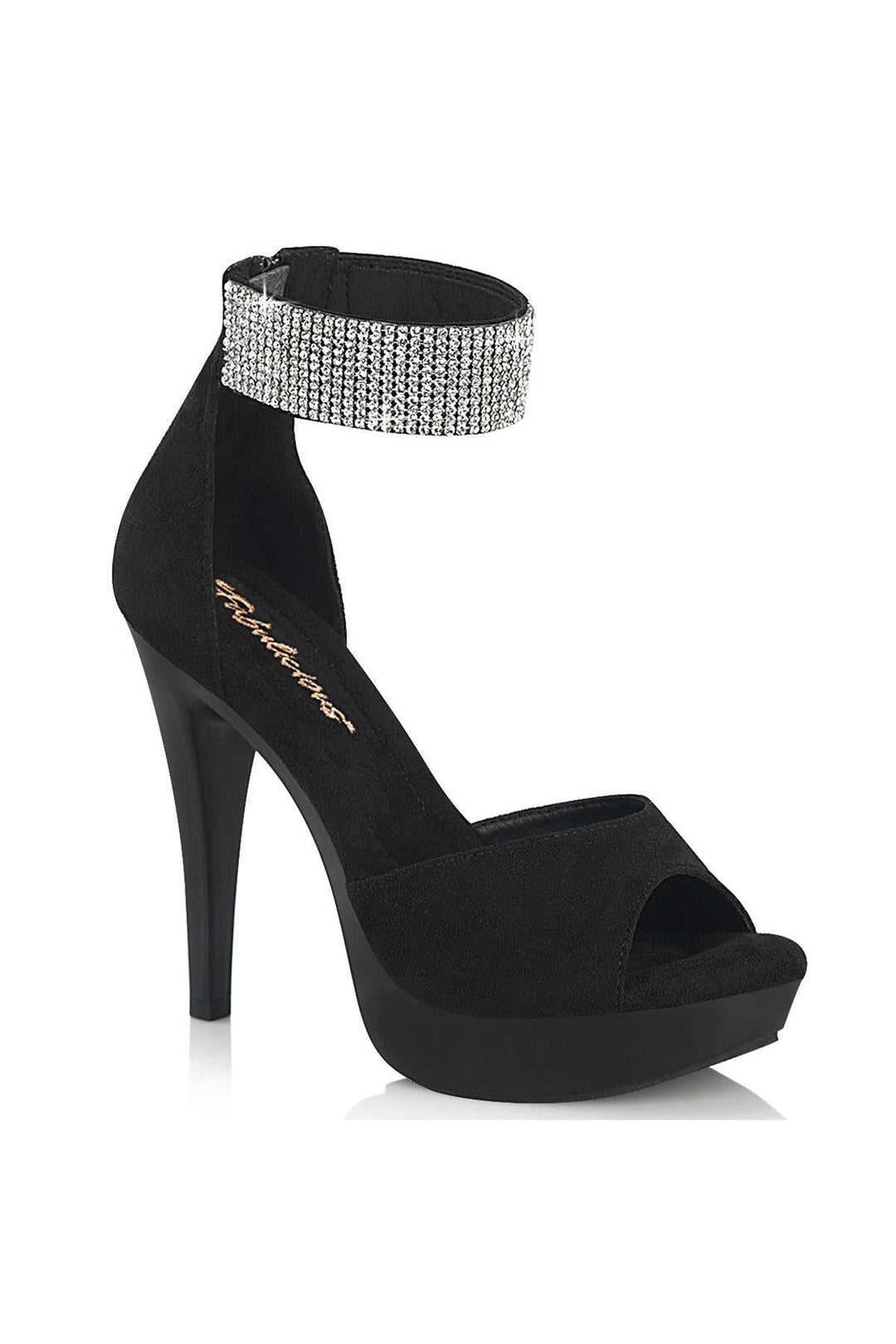 Fabulicious  COCKTAIL-525 Sandal in Black Faux Suede from SexyShoes.com