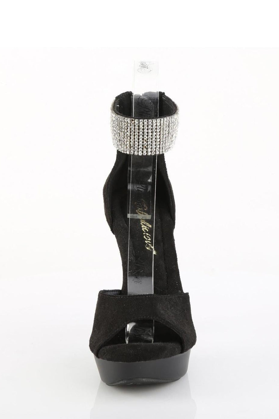 Fabulicious  COCKTAIL-525 Sandal in Black Faux Suede