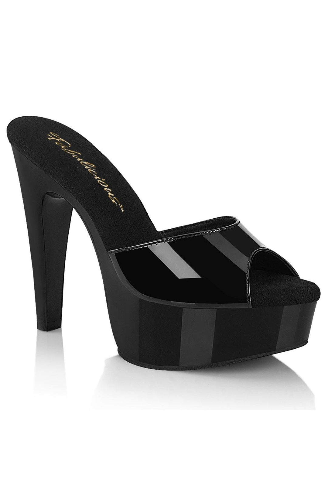 Fabulicious Black Slides Platform Stripper Shoes | Buy at Sexyshoes.com