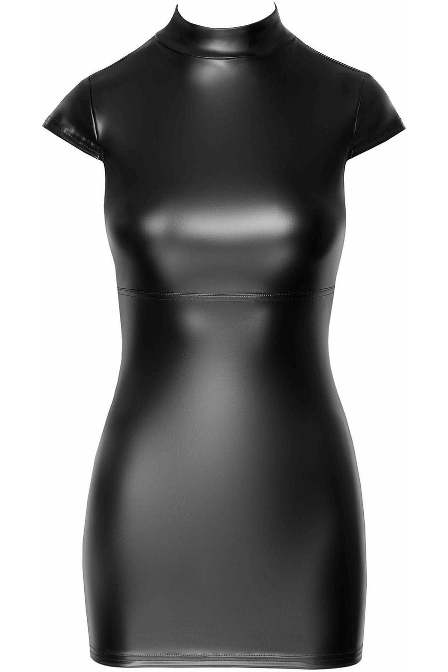Noir Handmade Fantasy Wetlook Mini Dress With Lace Up Back in Black 
